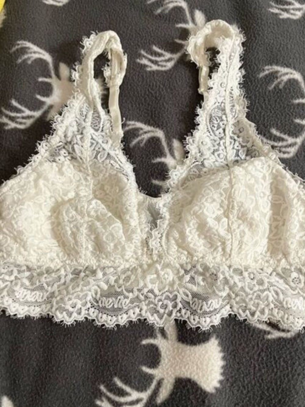 Aerie White Lace Bralette Small S Floral Lace Longline Wireless